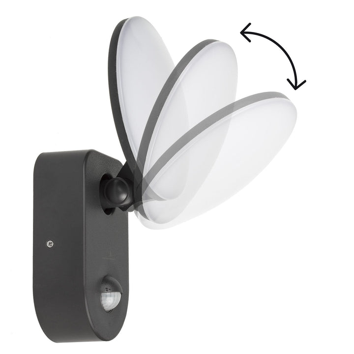 Væglampe med LED og PIR-sensor Maclean Energy MCE367 - PC+ALU, 15W (1100lm) Neutral White 4000K IP65 grå