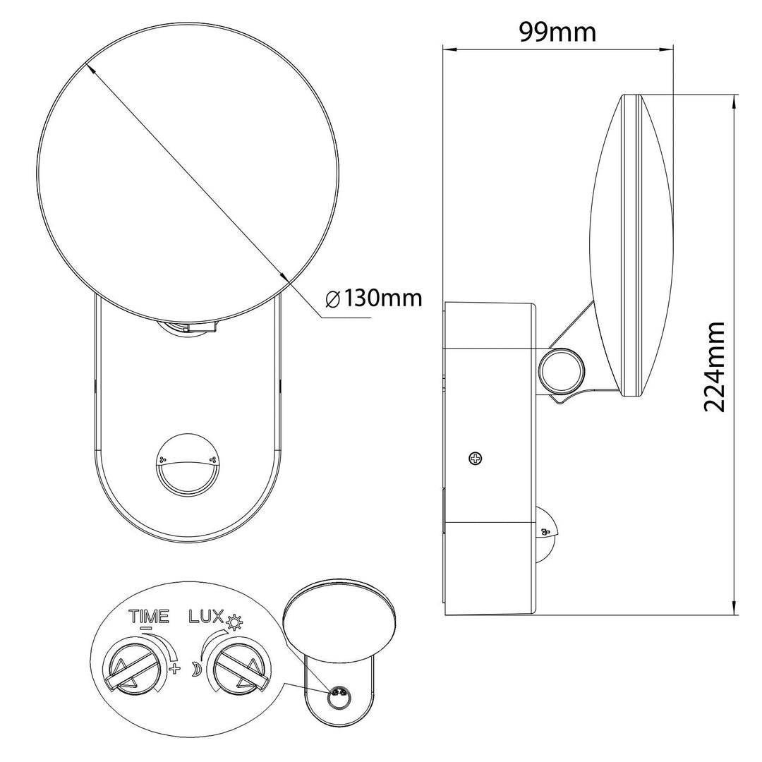 Væglampe med LED og PIR-sensor Maclean Energy MCE367 - PC+ALU, 15W (1100lm) Neutral White 4000K IP65 grå