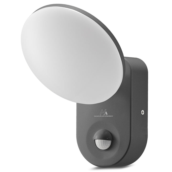 Væglampe med LED og PIR-sensor Maclean Energy MCE367 - PC+ALU, 15W (1100lm) Neutral White 4000K IP65 grå