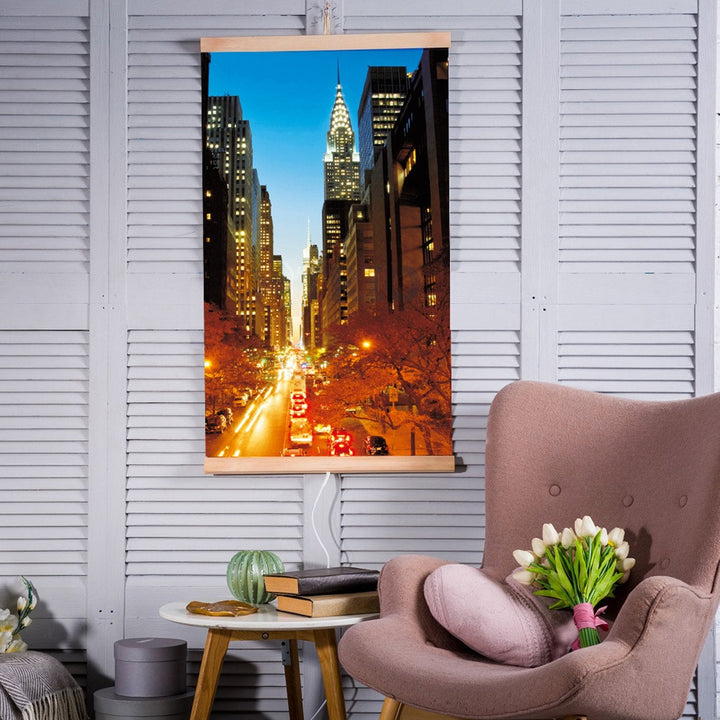 Infrarød radiator – fleksibel varmepanel 430 W TRIO model 2 Manhattan, mål 100 x 57 cm med regulator