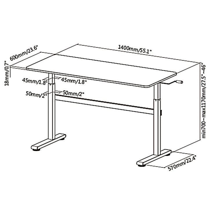 Ergo Office manuelt højdejusterbart skrivebord, maks. 40 kg, maks. højde 117 cm, med bordplade til stående og siddende arbejde, ER-401 B