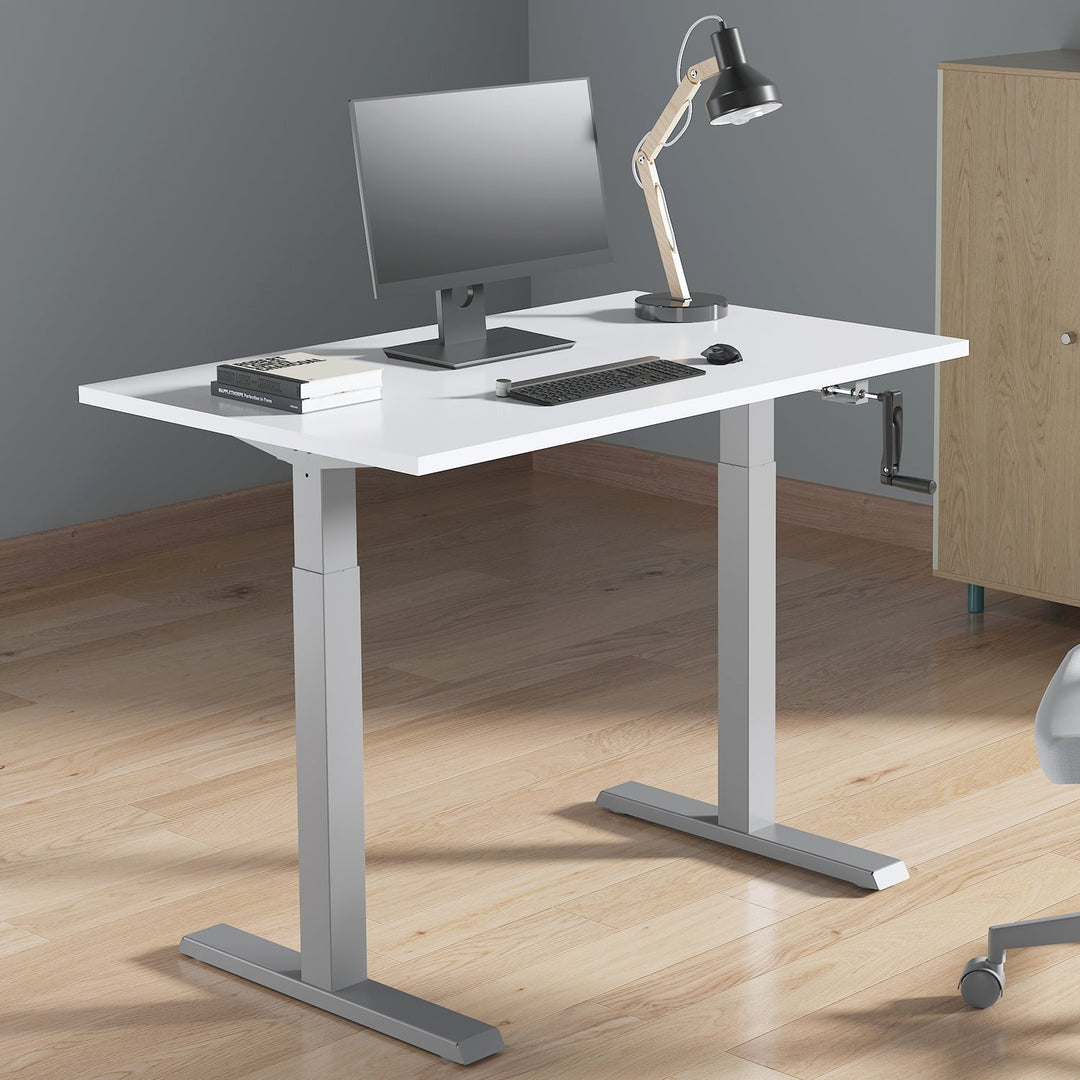 Ergo Office manuelt højdejusterbart skrivebord, maks. 70 kg, maks. højde 130 cm, uden bordplade til stående/siddende arbejde, hvid, ER-402 W