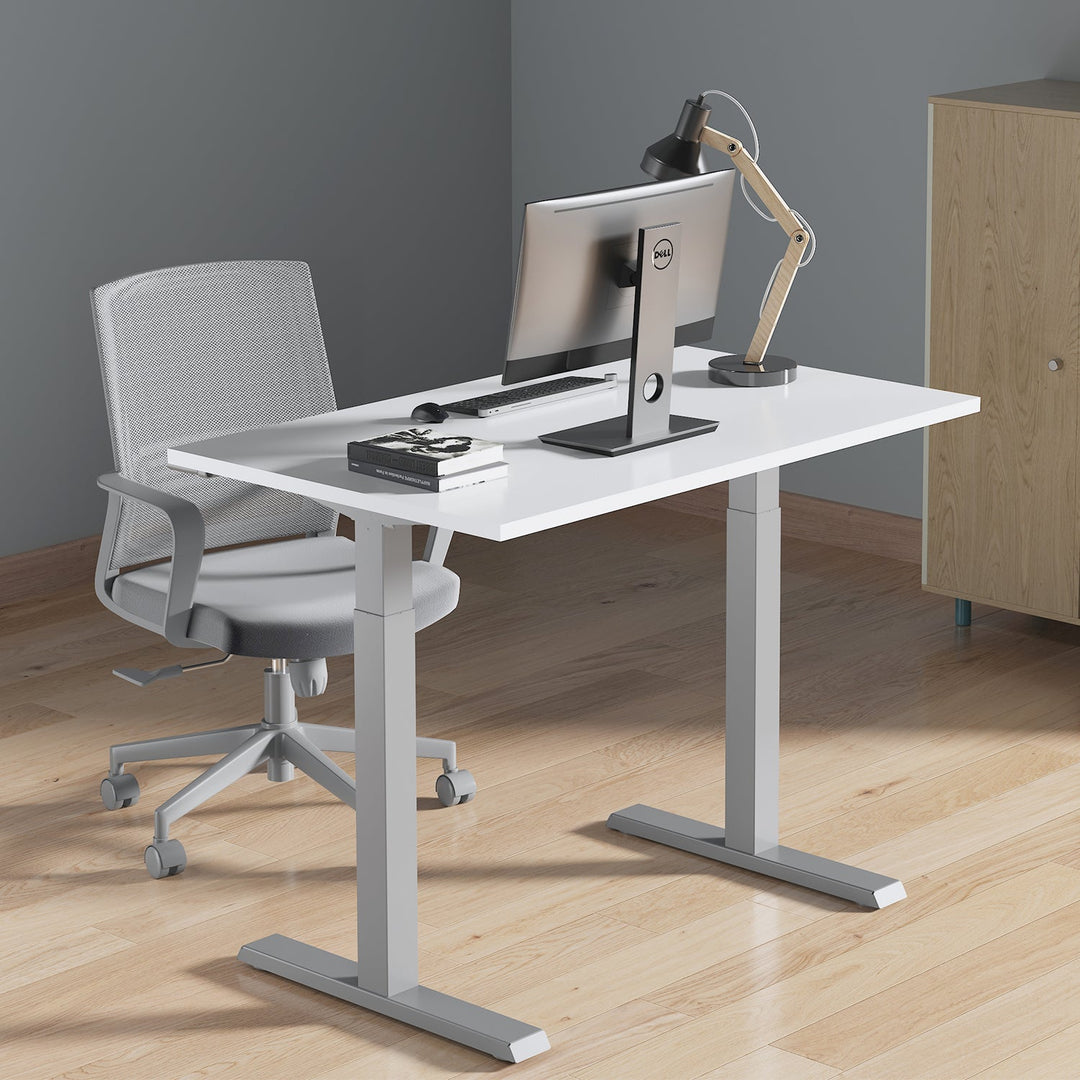 Ergo Office manuelt højdejusterbart skrivebord, maks. 70 kg, maks. højde 130 cm, uden bordplade til stående/siddende arbejde, hvid, ER-402 W