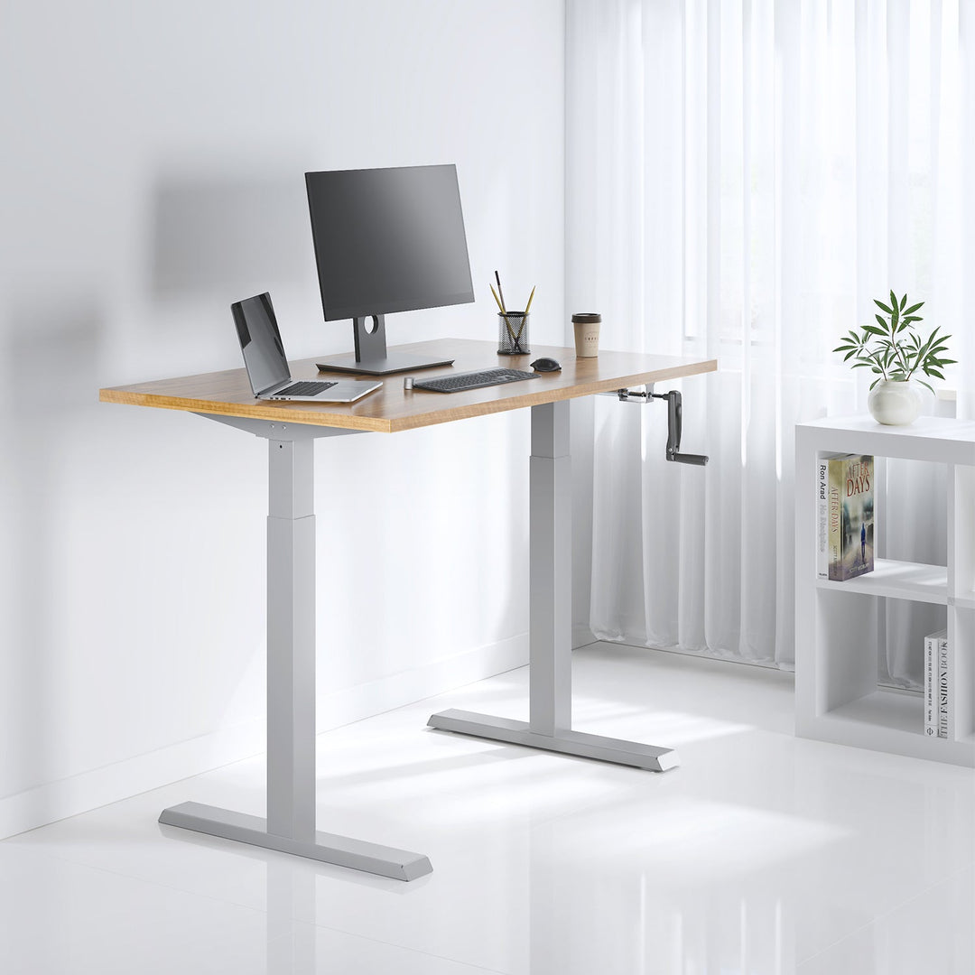 Ergo Office manuelt højdejusterbart skrivebord, maks. 70 kg, maks. højde 130 cm, uden bordplade til stående/siddende arbejde, hvid, ER-402 W