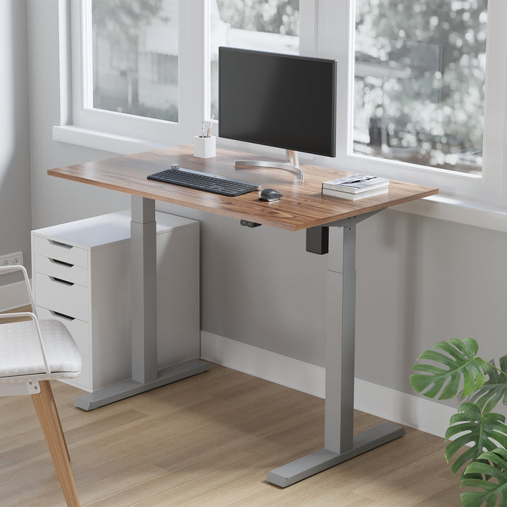 Elektrisk skrivebord med højdejustering Ergo Office, maks. højde 123 cm, maks. 70 kg, uden bordplade til stående og siddende arbejde, grå, ER-403G