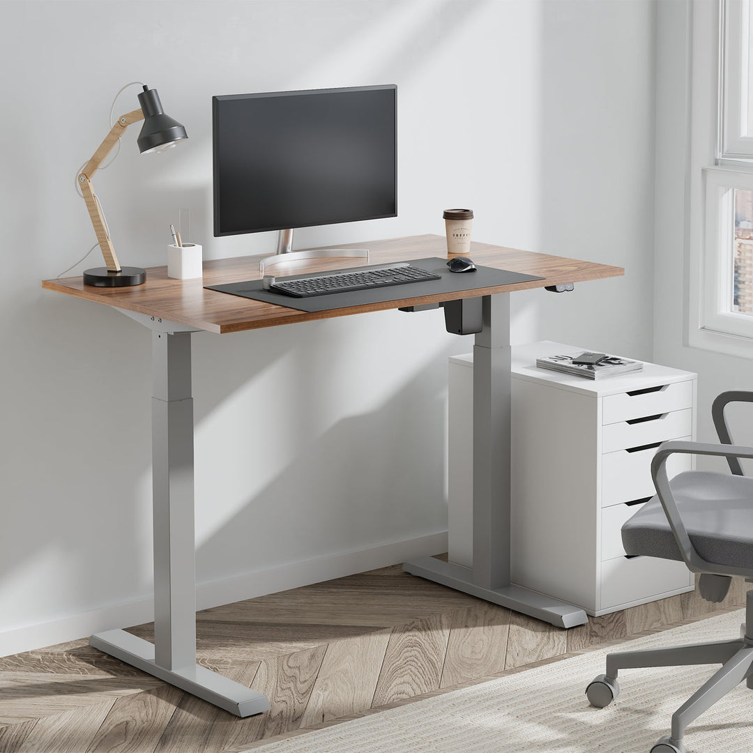 Elektrisk skrivebord med højdejustering Ergo Office, maks. højde 123 cm, maks. 70 kg, uden bordplade til stående og siddende arbejde, grå, ER-403G