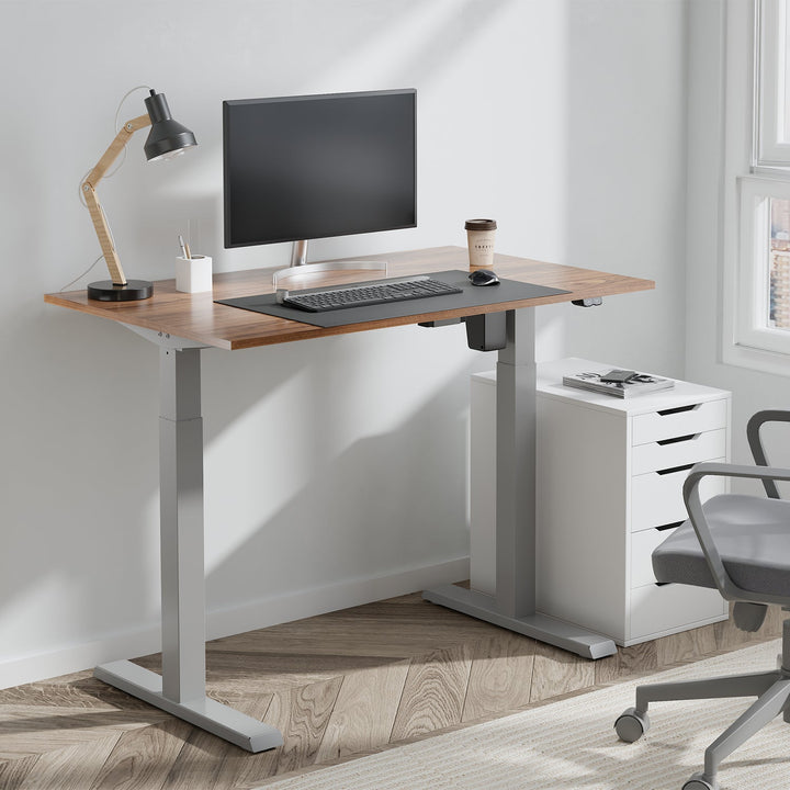 Elektrisk skrivebord med højdejustering Ergo Office, maks. højde 123 cm, maks. 70 kg, uden bordplade til stående og siddende arbejde, grå, ER-403G