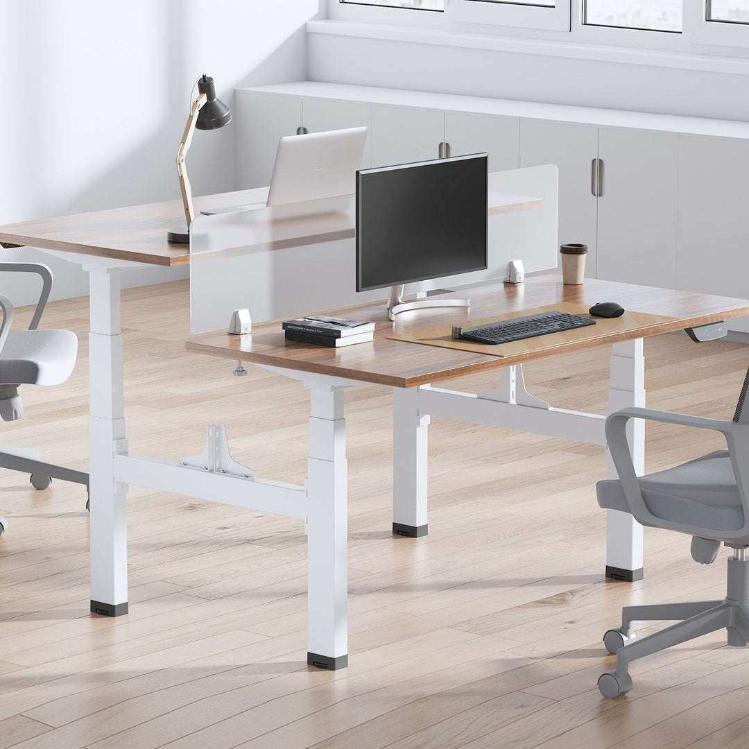 Elektrisk dobbelt skrivebord med højdejustering Ergo Office, maks. højde 128 cm, maks. 125 kg x2, uden bordplade til stående og siddende arbejde (2 dele), hvid, ER-404W