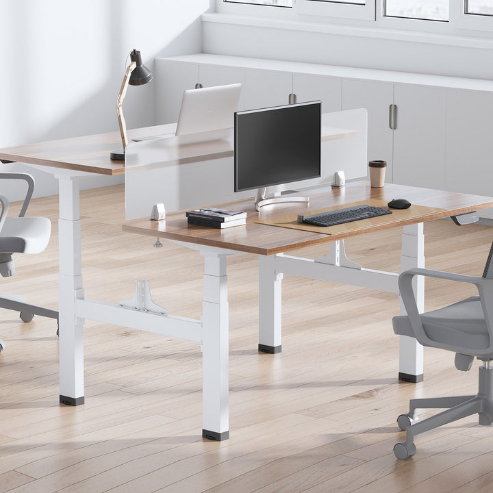 Elektrisk dobbelt skrivebord med højdejustering Ergo Office, maks. højde 128 cm, maks. 125 kg x2, uden bordplade til stående og siddende arbejde (2 dele), hvid, ER-404W