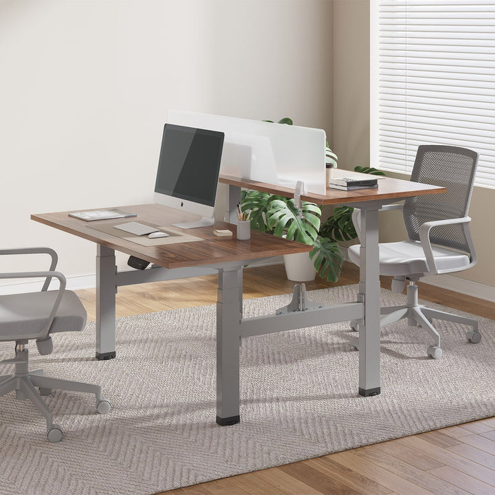 Elektrisk dobbelt skrivebord med højdejustering Ergo Office, maks. højde 128 cm, maks. 125 kg x2, uden bordplade til stående og siddende arbejde (2 dele), grå, ER-404G