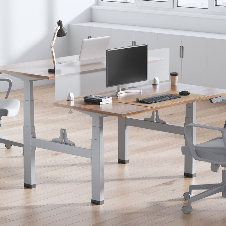 Elektrisk dobbelt skrivebord med højdejustering Ergo Office, maks. højde 128 cm, maks. 125 kg x2, uden bordplade til stående og siddende arbejde (2 dele), grå, ER-404G