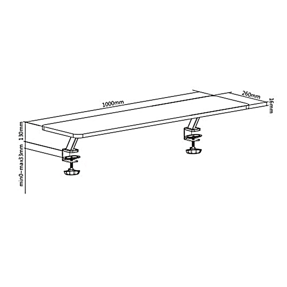 Ergo Office monitorhylde til bordplade, skrues fast, 13"~32", maks. 20 kg, ER-409