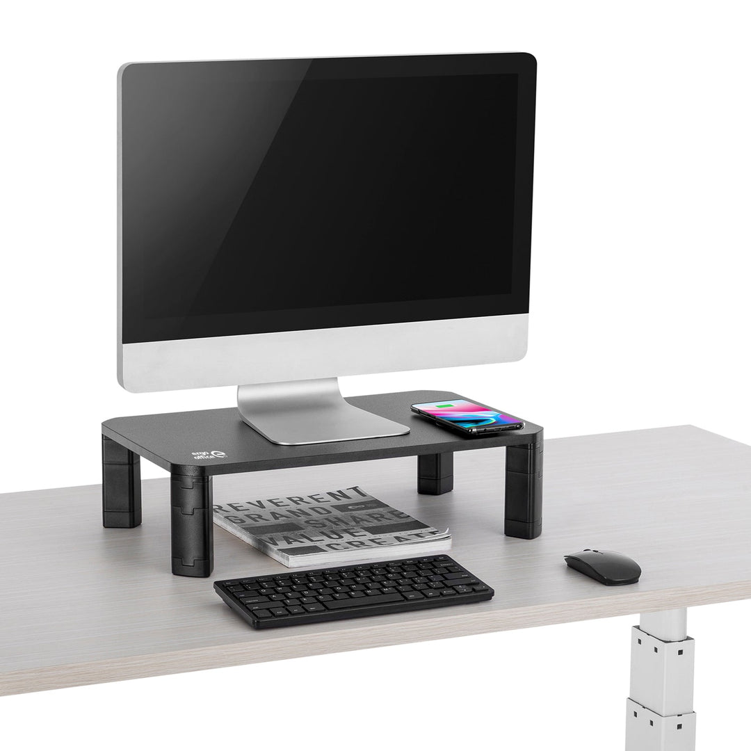 Ergo Office monitorbord, justerbar, med trådløs Qi-oplader, maks. 20 kg, 17-32", ER-415