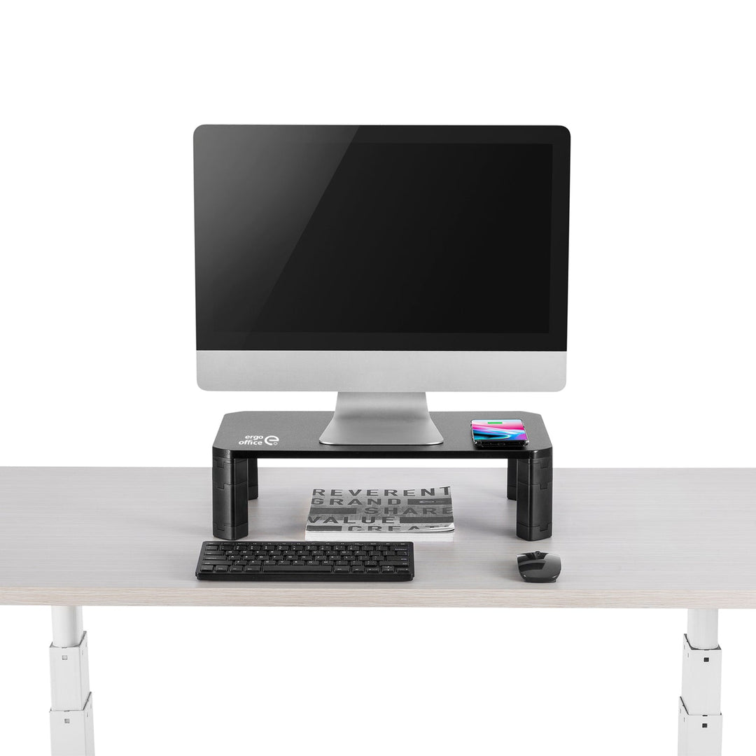 Ergo Office monitorbord, justerbar, med trådløs Qi-oplader, maks. 20 kg, 17-32", ER-415