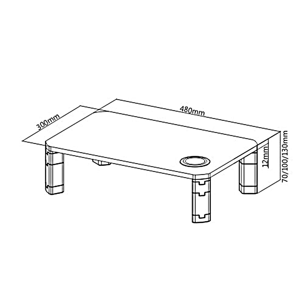 Ergo Office monitorbord, justerbar, med trådløs Qi-oplader, maks. 20 kg, 17-32", ER-415