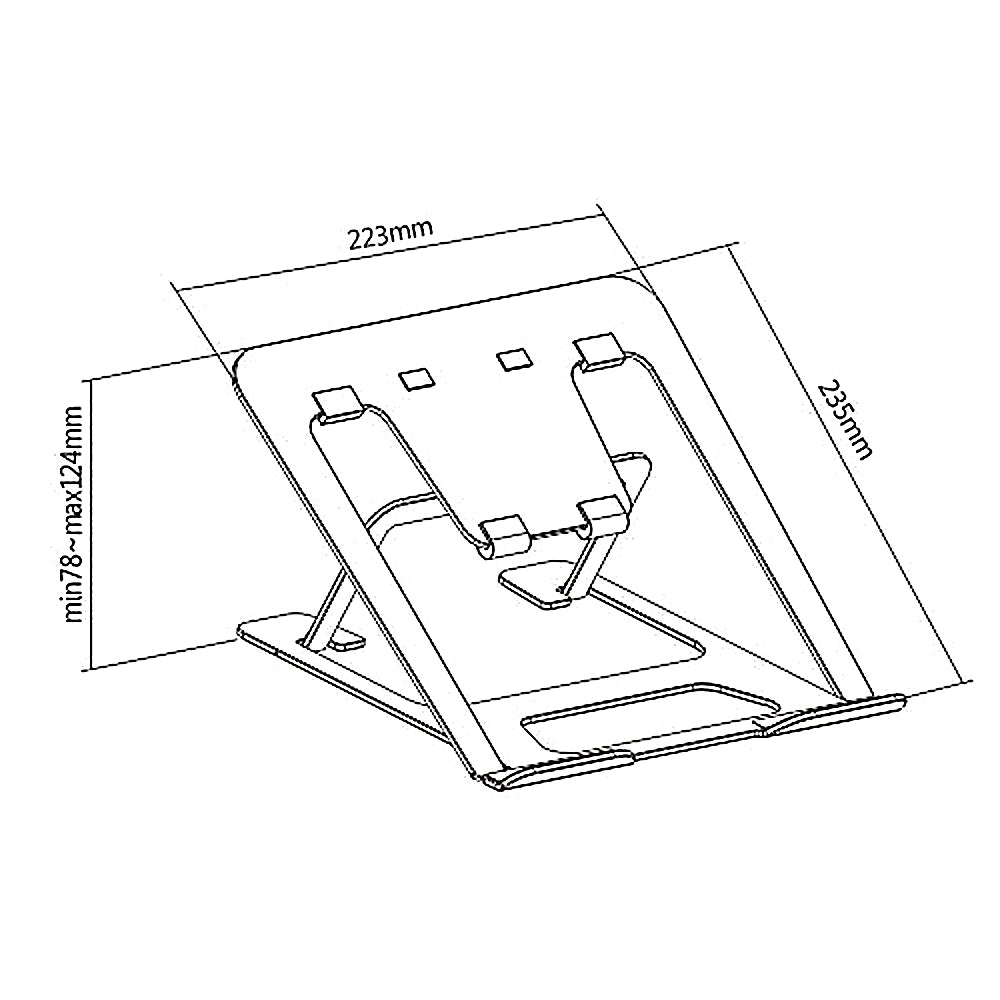 Ergo Office ultratyndt foldbart laptopstativ i aluminium, sort, passer til bærbare computere på 11-15", ER-416 B
