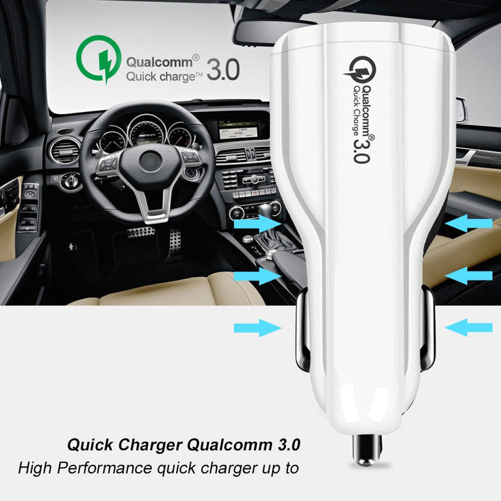 QC 3.0 Maclean Energy MCE478 W biloplader – hvid Qualcomm Quick Charge QC 3.0 – 5V/3A, 9V/1,8A, 12V/1,6A og 5V/3,1A-stik