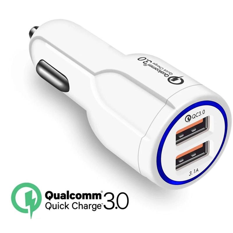 QC 3.0 Maclean Energy MCE478 W biloplader – hvid Qualcomm Quick Charge QC 3.0 – 5V/3A, 9V/1,8A, 12V/1,6A og 5V/3,1A-stik