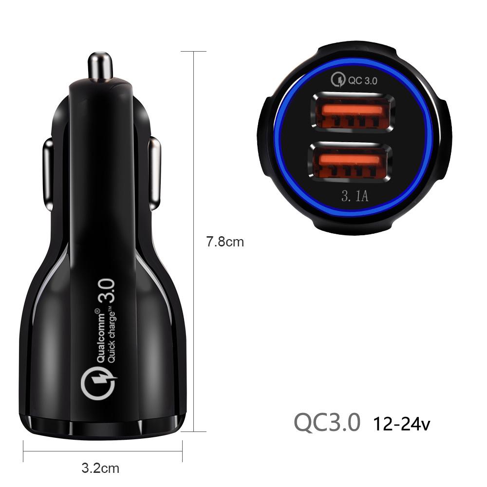 QC 3.0 Maclean Energy MCE478 B biloplader – sort Qualcomm Quick Charge QC 3.0 – 5V/3A, 9V/1,8A, 12V/1,6A og 5V/3,1A-stik