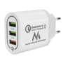 Netoplader 1xQC 3.0 Maclean Energy MCE479 W - hvid Qualcomm Quick Charge QC 3.0 - 3,6-6VV/3A, 6-9V/2A, 9-12V/1,5A og 2 stik 5V/2,1A