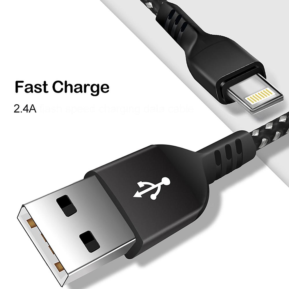 Kabel til belysning, der understøtter Fast Charge 2,4 A Maclean Energy MCE472 sort, længde 1 m, 5 V/2,4 A – dataoverførsel
