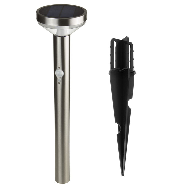 Solar LED-lampe med sensor Maclean, mat krom, IP44, 3 lysindstillinger, Li-ion-batteri 18650 3,7 V 1200 mAh, indstik, MCE465 C/M