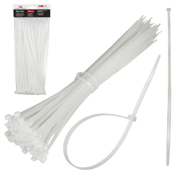 Kabelbindere (100 stk.) Maclean MCTV-463 W - hvide, 3,6 x 250 mm, UV-bestandige, brugstemperatur - 40 +85 °C.