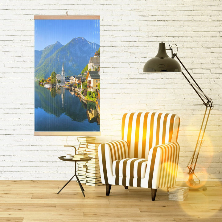 Infrarød radiator - fleksibel varmepanel 430W TRIO mønster 13 landsby, mål 100x57cm med regulator