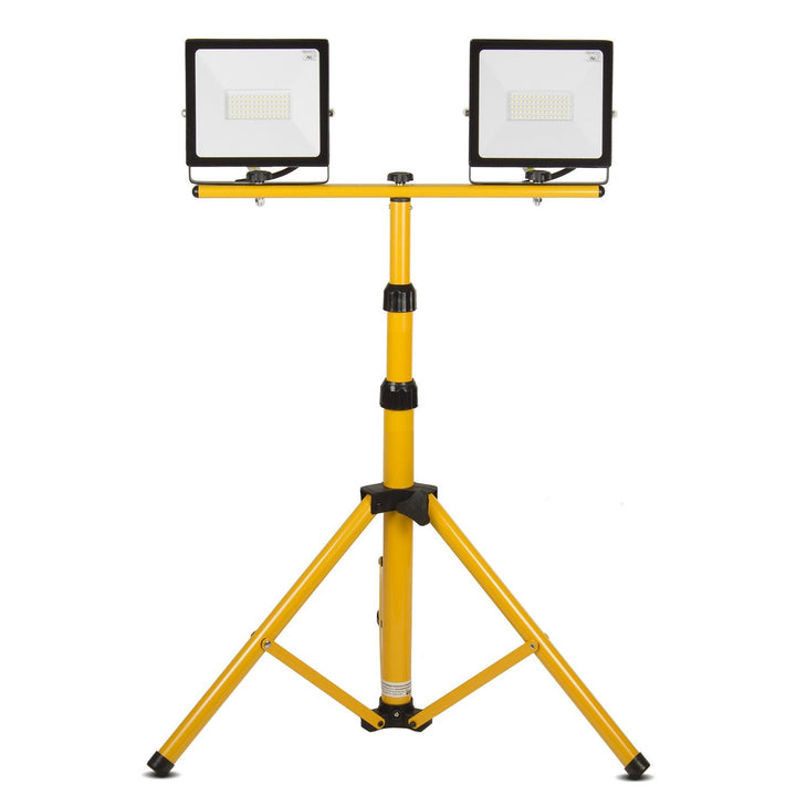 Maclean Energy stativ til 2 LED-spotlights Yellow, gul, fremstillet af stål, maks. højde 1,5 m MCE583
