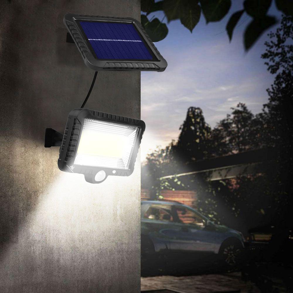 Solcelledrevet LED-projektør med bevægelsessensor fra Maclean Energy, IP44, 5 W, 400 lm, 6000 K kold hvid, litiumbatteri 1300 mAh, 3,7 V DC  MCE438