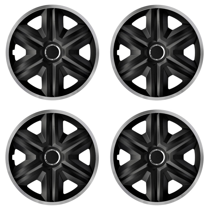 16" NRM FAST LUX SILVER sølv-sorte hjulkapsler, 4 stk.