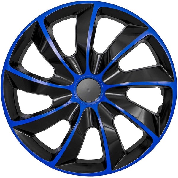 NRM QUAD BICOLOR BLUE BLACK hjulkapsler, blå-sorte, 13" – 4 stk.