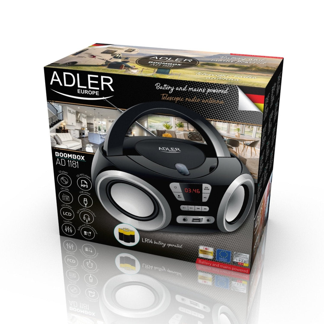 Boombox CD-MP3, USB, Adler AD 1181 radioafspiller