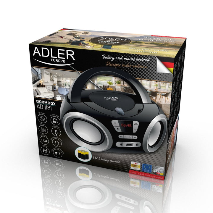 Boombox CD-MP3, USB, Adler AD 1181 radioafspiller