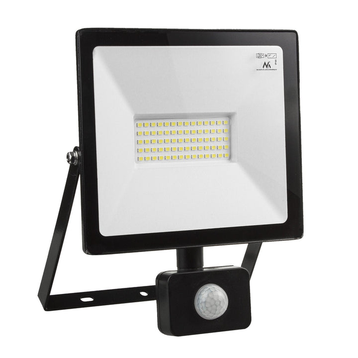 LED-projektør med bevægelsessensor Maclean, slim 50W, 4000lm, kold hvid farve (6000K), IP44, MCE650 CW PIR