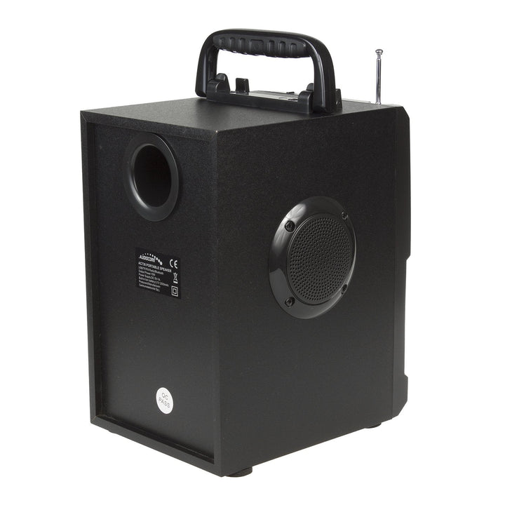 Bærbar Bluetooth-højttaler / radio / SD / MMC / aux-in / USB / belysning / fjernbetjening / teleskopantenne / mikrofonstik