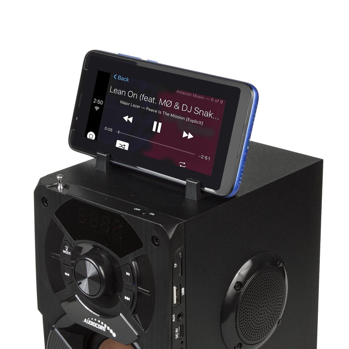 Bærbar Bluetooth-højttaler / radio / SD / MMC / aux-in / USB / belysning / fjernbetjening / teleskopantenne / mikrofonstik