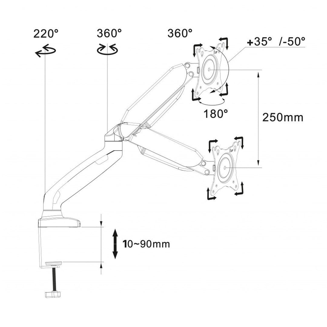 BORDHOLDERE TIL LED-LCD-SKÆRM USB 3.0 10-32" Art L-17GD