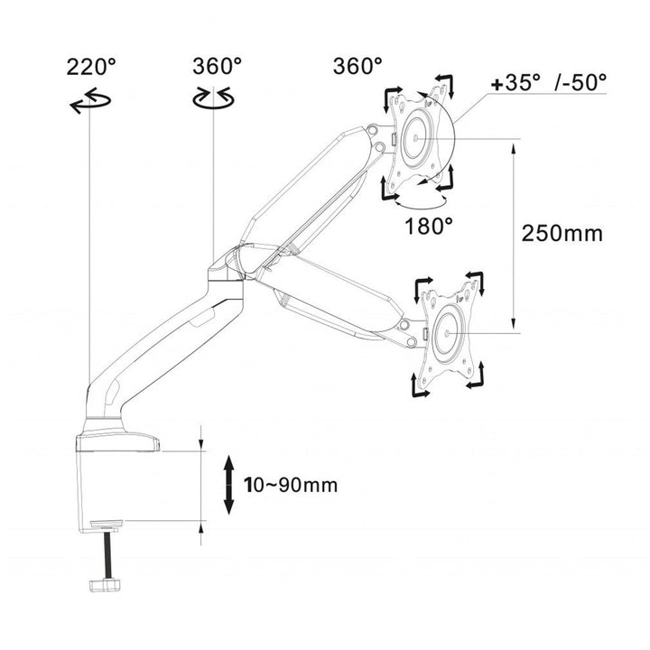 BORDHOLDERE TIL LED-LCD-SKÆRM USB 3.0 10-32" Art L-17GD