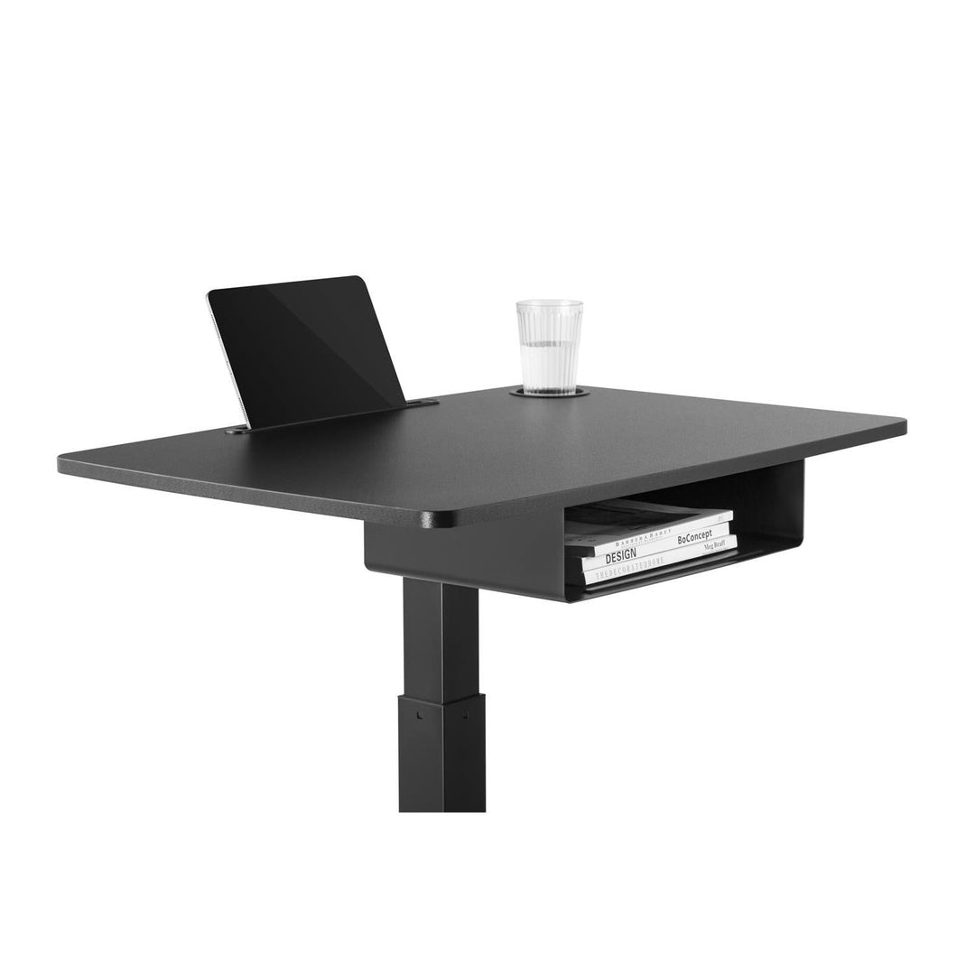 Maclean skrivebord til bærbar computer, højdejusterbar, med skuffe, sort, til stående og siddende arbejde, maks. højde 113 cm - 8 kg maks., MC-903B