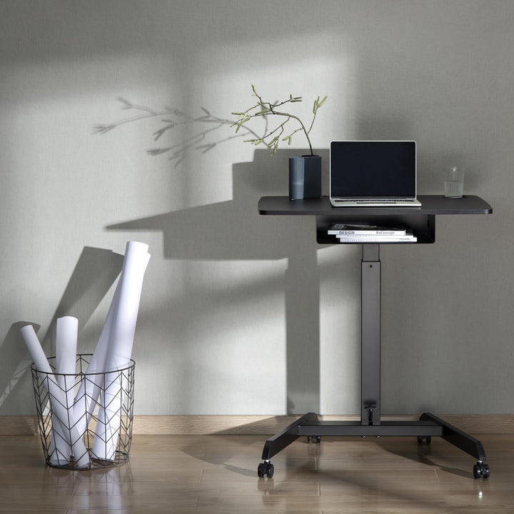 Maclean skrivebord til bærbar computer, højdejusterbar, med skuffe, sort, til stående og siddende arbejde, maks. højde 113 cm - 8 kg maks., MC-903B