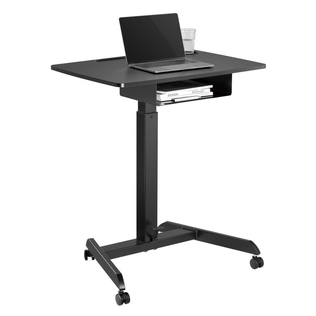 Maclean skrivebord til bærbar computer, højdejusterbar, med skuffe, sort, til stående og siddende arbejde, maks. højde 113 cm - 8 kg maks., MC-903B