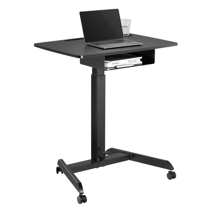 Maclean skrivebord til bærbar computer, højdejusterbar, med skuffe, sort, til stående og siddende arbejde, maks. højde 113 cm - 8 kg maks., MC-903B