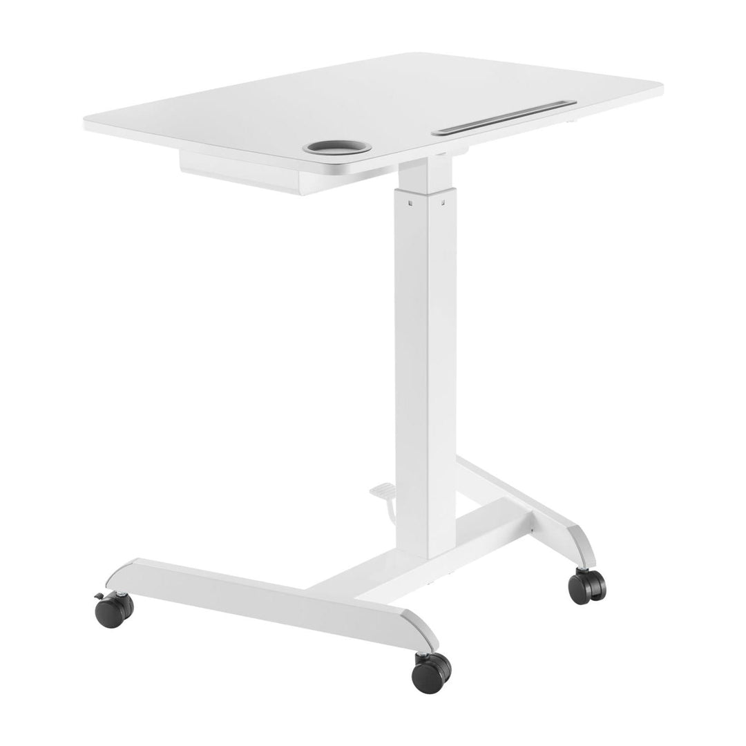 Maclean skrivebord til bærbar computer, højdejusterbar, med skuffe, hvid, til stående og siddende arbejde, maks. højde 113 cm - maks. 8 kg, MC-903W