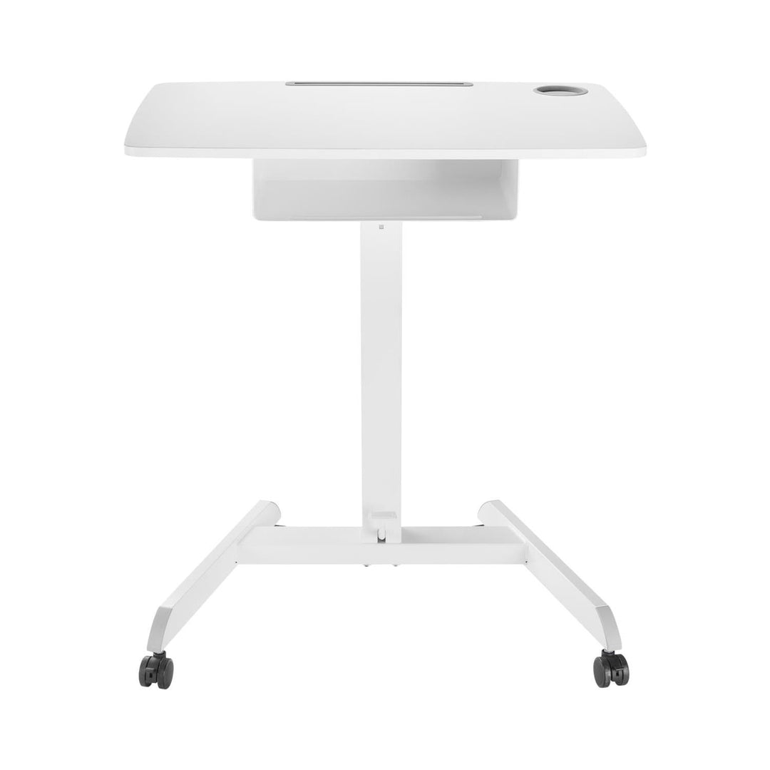 Maclean skrivebord til bærbar computer, højdejusterbar, med skuffe, hvid, til stående og siddende arbejde, maks. højde 113 cm - maks. 8 kg, MC-903W
