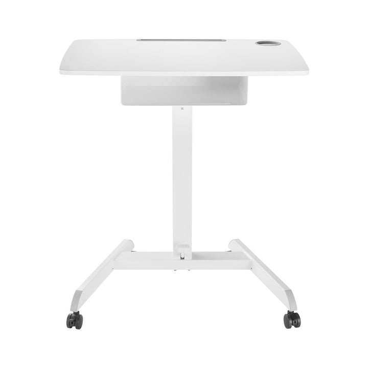 Maclean skrivebord til bærbar computer, højdejusterbar, med skuffe, hvid, til stående og siddende arbejde, maks. højde 113 cm - maks. 8 kg, MC-903W