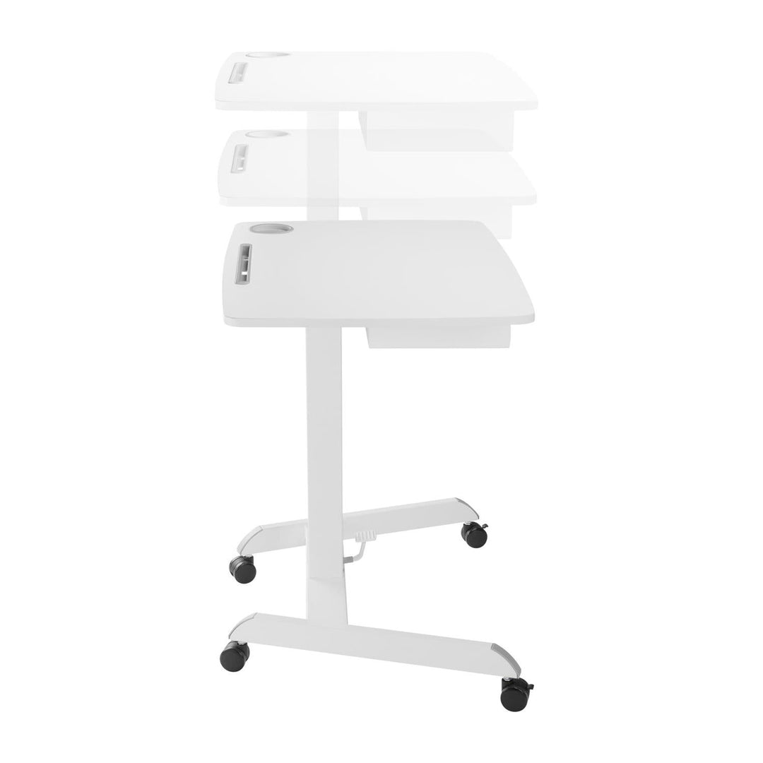 Maclean skrivebord til bærbar computer, højdejusterbar, med skuffe, hvid, til stående og siddende arbejde, maks. højde 113 cm - maks. 8 kg, MC-903W