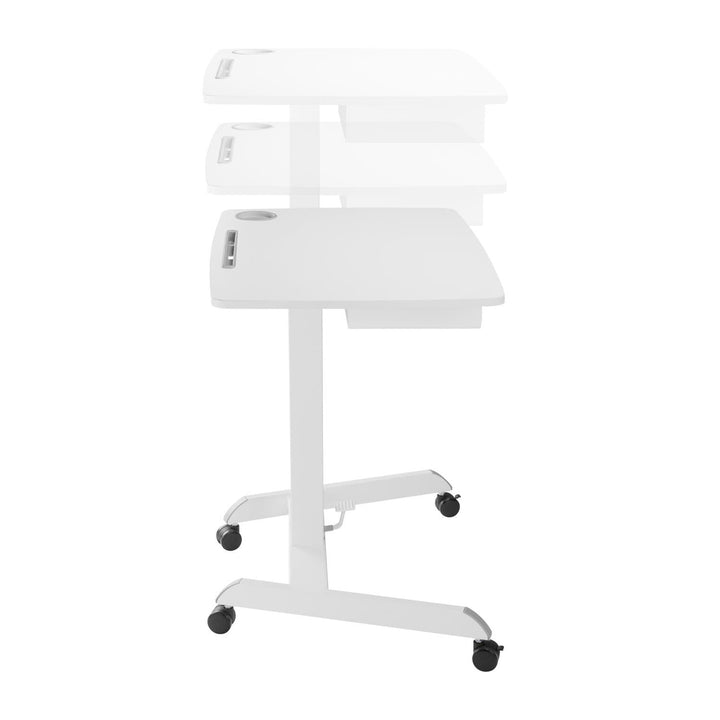 Maclean skrivebord til bærbar computer, højdejusterbar, med skuffe, hvid, til stående og siddende arbejde, maks. højde 113 cm - maks. 8 kg, MC-903W