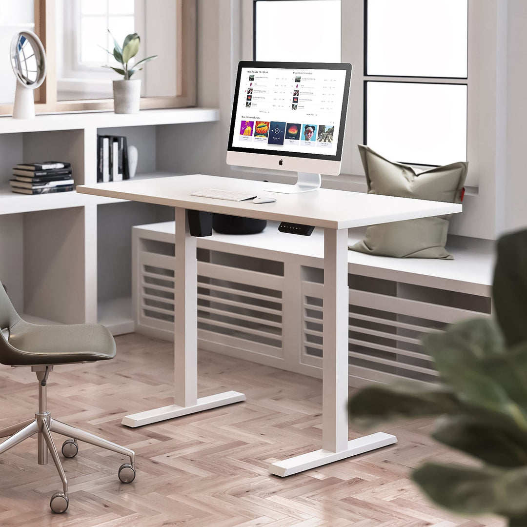 Elektrisk skrivebord med højdejustering Ergo Office, gråt, maks. højde 123 cm, 80 kg – uden bordplade, til stående og siddende arbejde, ER-433