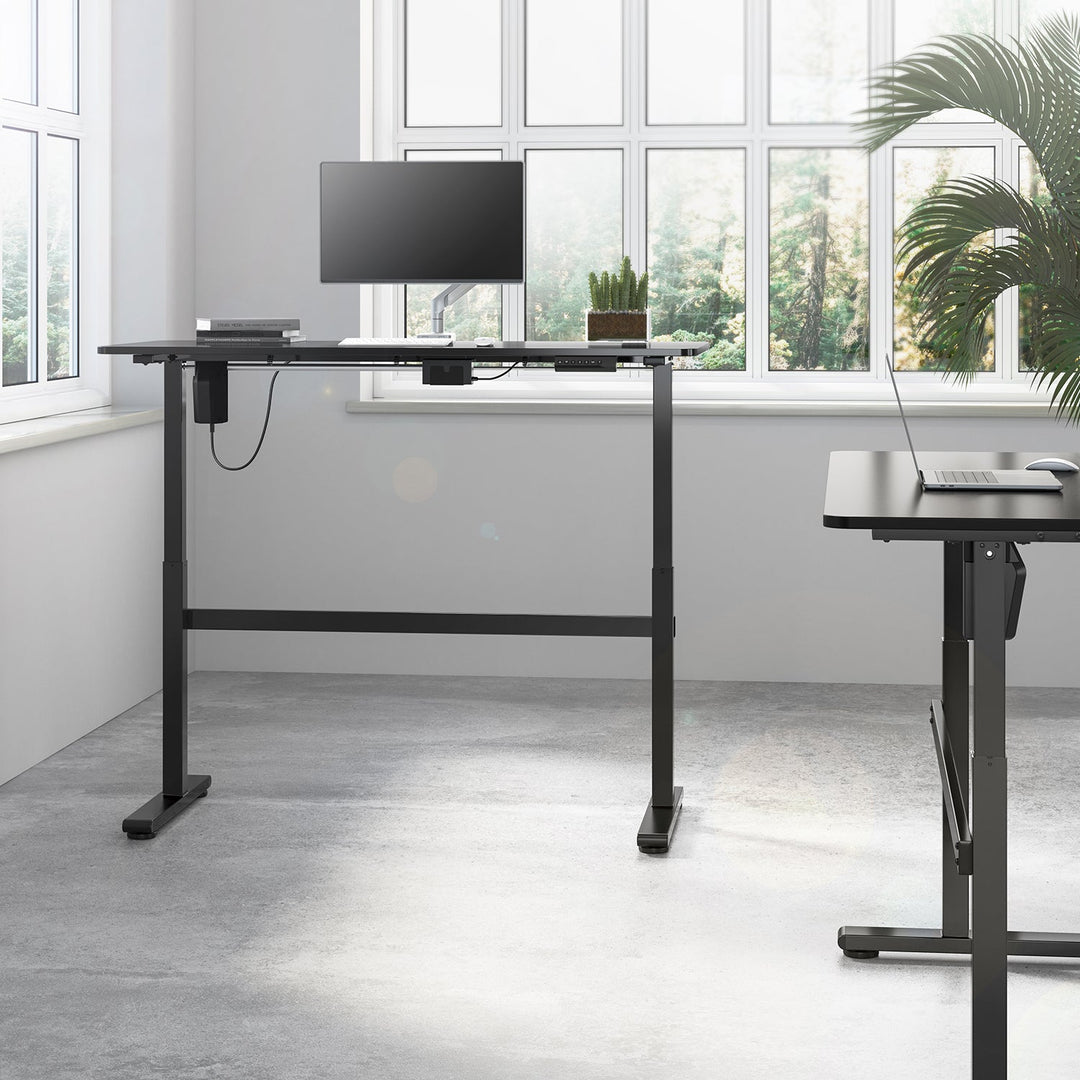 Ergo Office elektrisk skrivebord, højdejustering, grå, maks. højde 118 cm, 50 kg – med bordplade til stående og siddende arbejde, ER-434
